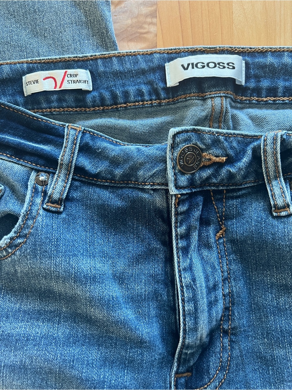 Vigoss Medium Blue Crop Straight Jeans - Picture 2 of 6